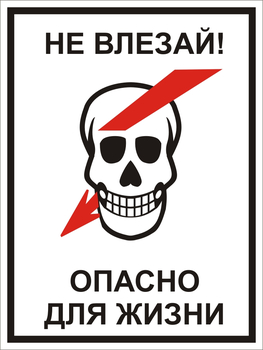 S29/1 Не влезай! опасно для жизни! "череп" (пластик) - Знаки безопасности - Знаки по электробезопасности - Магазин охраны труда ohranatruda-shop.ru